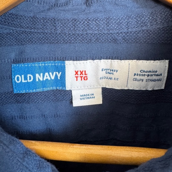 Old Navy Men's Everyday Shirt Textured Short Sleeve Button Up Blue Size XXL - Picture 3 of 13